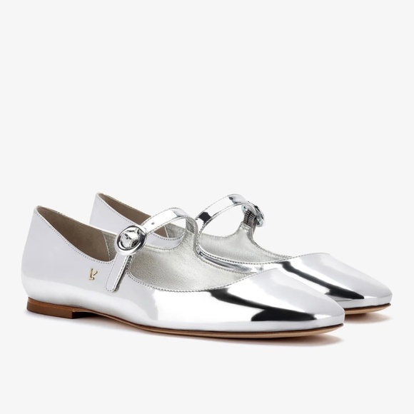 Larroudé Blair Flat in Silver Specchio - Picture 1 of 3